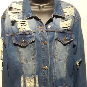 Hot and Delicious Tattered blue Jean jacket